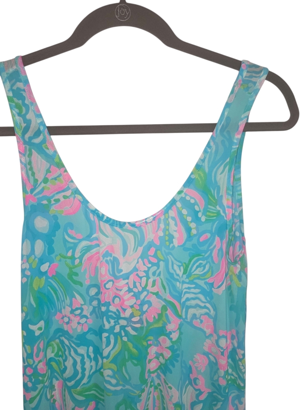 Lilly Pulitzer Camellia Cover Up Blue Ibiza Aqua Pink Tropical Dress M Resort - Picture 4 of 11